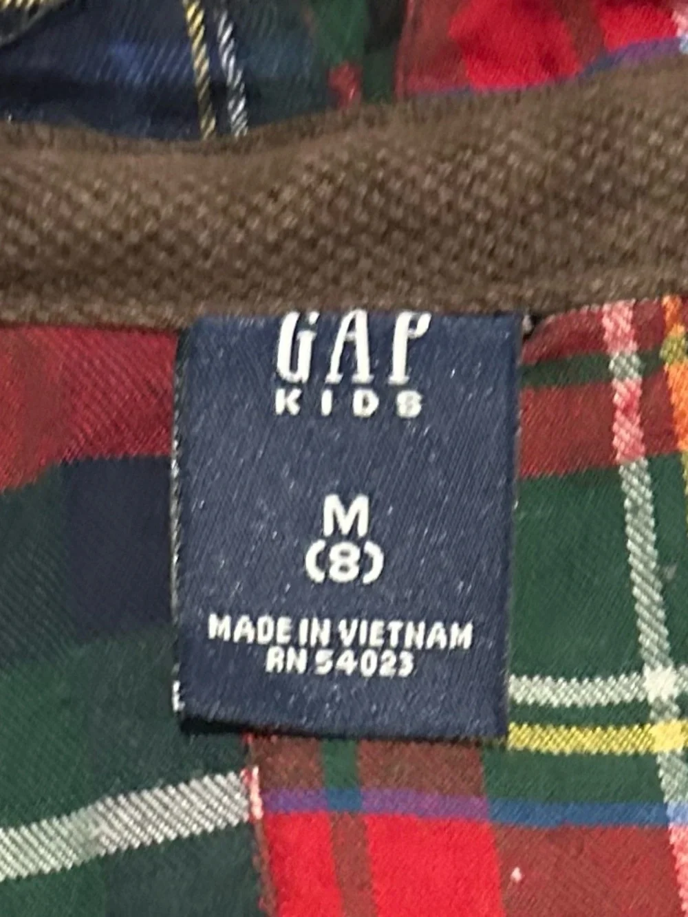 GAP Brown Hooded Zip Sweatshirt with Plaid Lining Size Kids 8